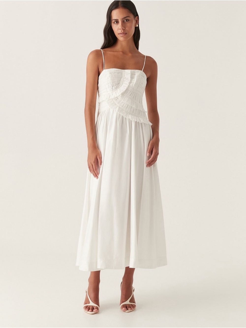 AJE. SYNERGY FRILL WHITE MIDI DRESS GREAT CONDITION